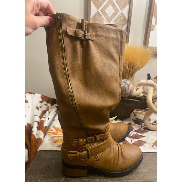 Dream Pairs Shoes - Western Distressed Wide Calf Knee High Tall Riding Boots